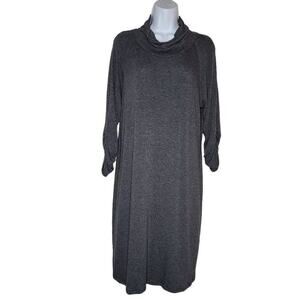 Tiana B. Women Dresses, NEW Charcoal Grey 3/4 Sleeve Mock Neck Knit Dress, Sz L